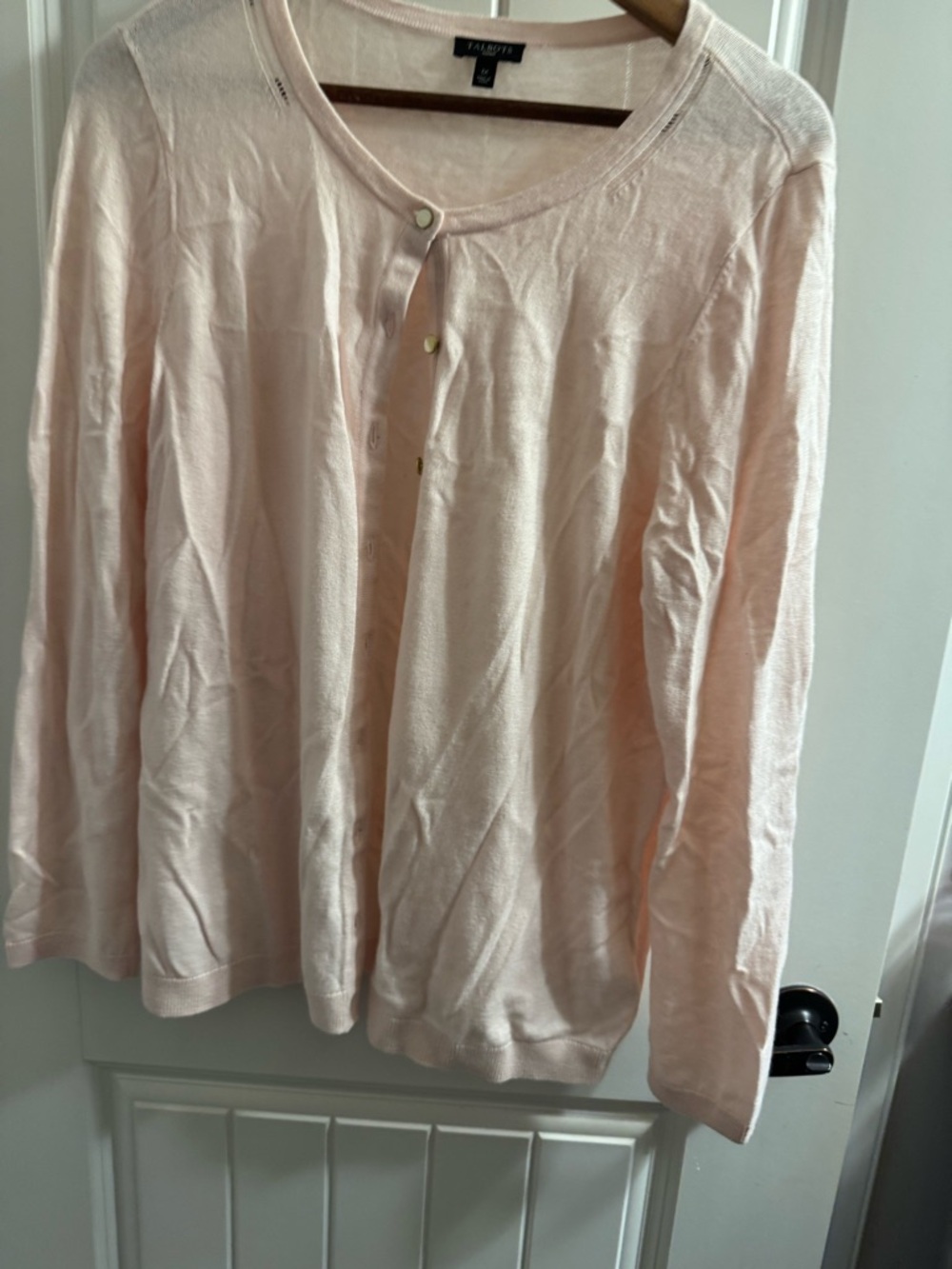 Talbots Light Pink Button-Front Lightweight Cardigan - Picture 4 of 5